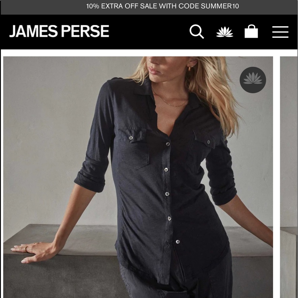James Perse cotton 3/4 sleeve button down